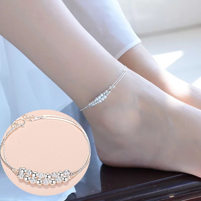 SAIYE 925 Sterling Silver Double Layer Zircon Star Round Bead Charm Bracelet&Bangle For Women Elegant Jewelry Pulseras