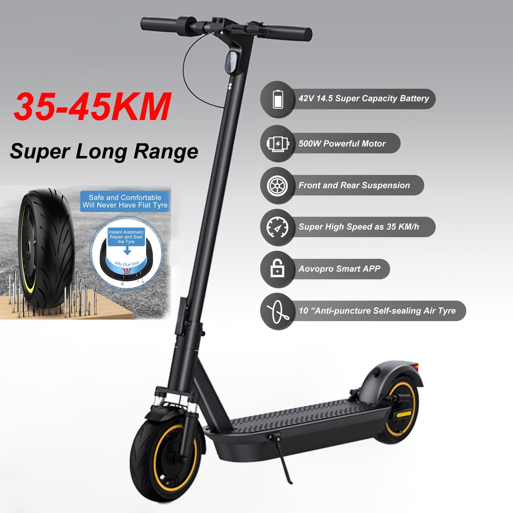 AOVOPRO New ESMAX Electric Scooter 500W 40km/h Adult APP Smart Scooter Shock-absorbing Anti-skid Folding Electric Scooter