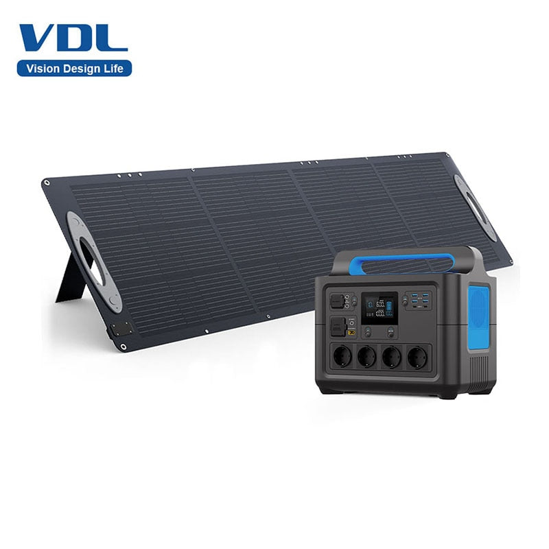 VDL محطة طاقة محمولة 1228Wh/1500W مع لوحة طاقة شمسية 200W مولد شحن سريع للمنزل والتخييم في الهواء الطلق في حالات الطوارئ