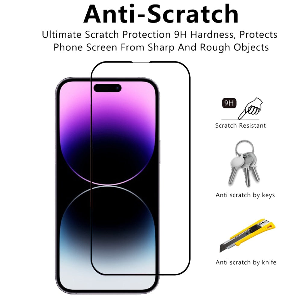 Pelicula, For IPhone 14 Pro Max iPhon 14Pro 13 12 11 Tempered Glass iPhone14 Promax Screen Protector iPhone13 Cristal templado iPhone12 14ProMax Clear Front Film iPhone14ProMax Original Phone Film & Camera Protectors