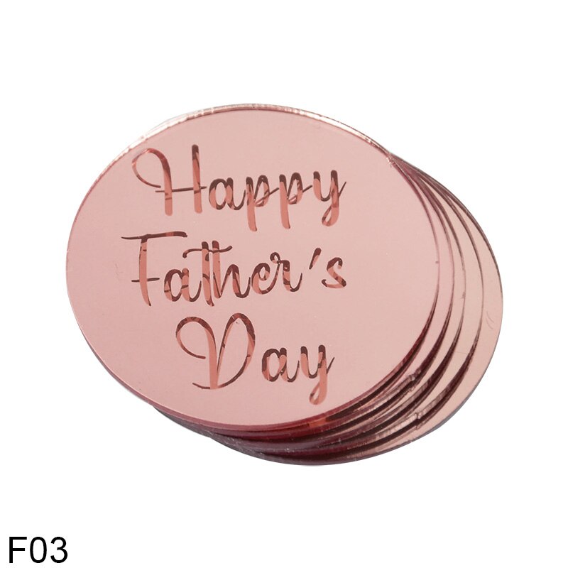 5/10pcs Rose Gold Silver Happy Mother‘s Day Happy Father’s Day Acrylic Circle Cupcake Topper Party Dessert Cake DIY Decorations