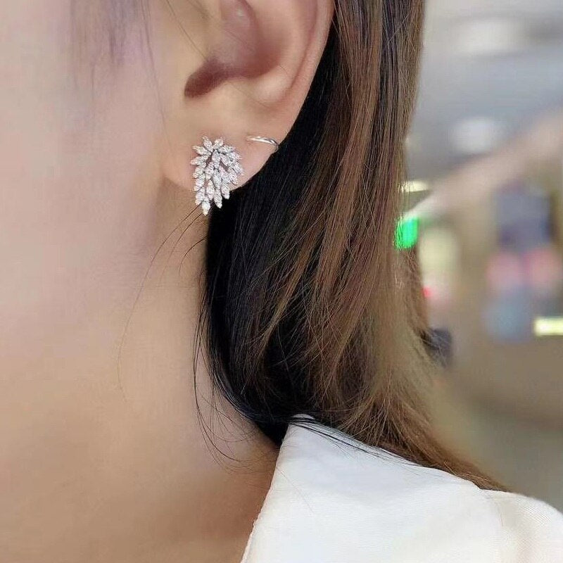 New Novel Clear Cubic Zirconia Stud Earrings for Women Fashion Luxury Wedding Accessories Fancy Girls Earrings Party Jewelry