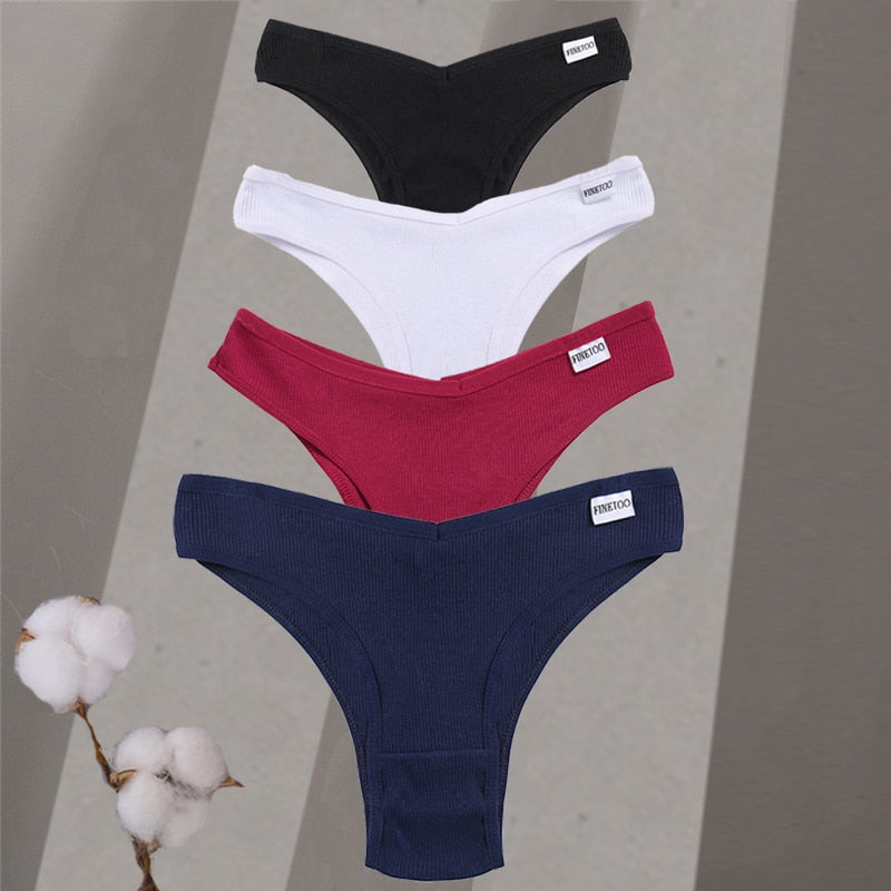 4Pcs/Set Women Cotton Brazilian Panties M-XL Low-Rise Solid Color Underwear Ladies Comfortable Underpants Girls Panty Intimates