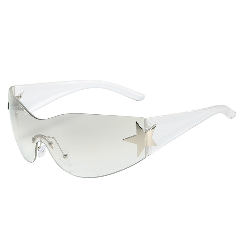 الفاخرة فاسق نظارات شمسية رياضية النساء العلامة التجارية مصمم Y2K قطعة واحدة نظارات شمسية الرجال حملق ظلال UV400 خمس نجوم نظارات حديثة الطراز