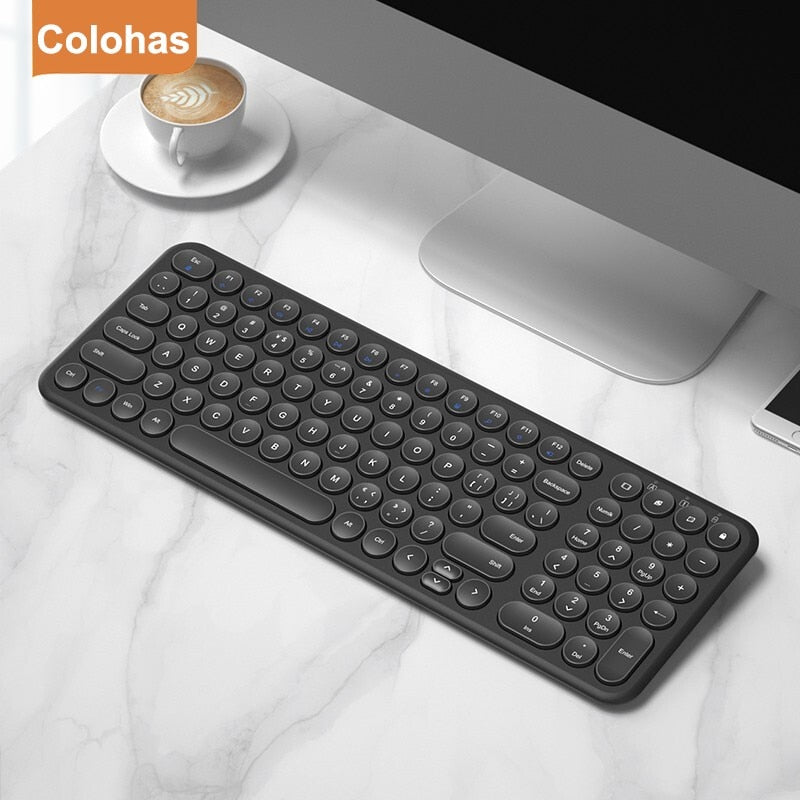 2.4G Wireless Silent Keyboard Ergonomic Mouse Round Keycap Keyboard Gaming Mouse for Macbook Pro Laptop Computer Accessories