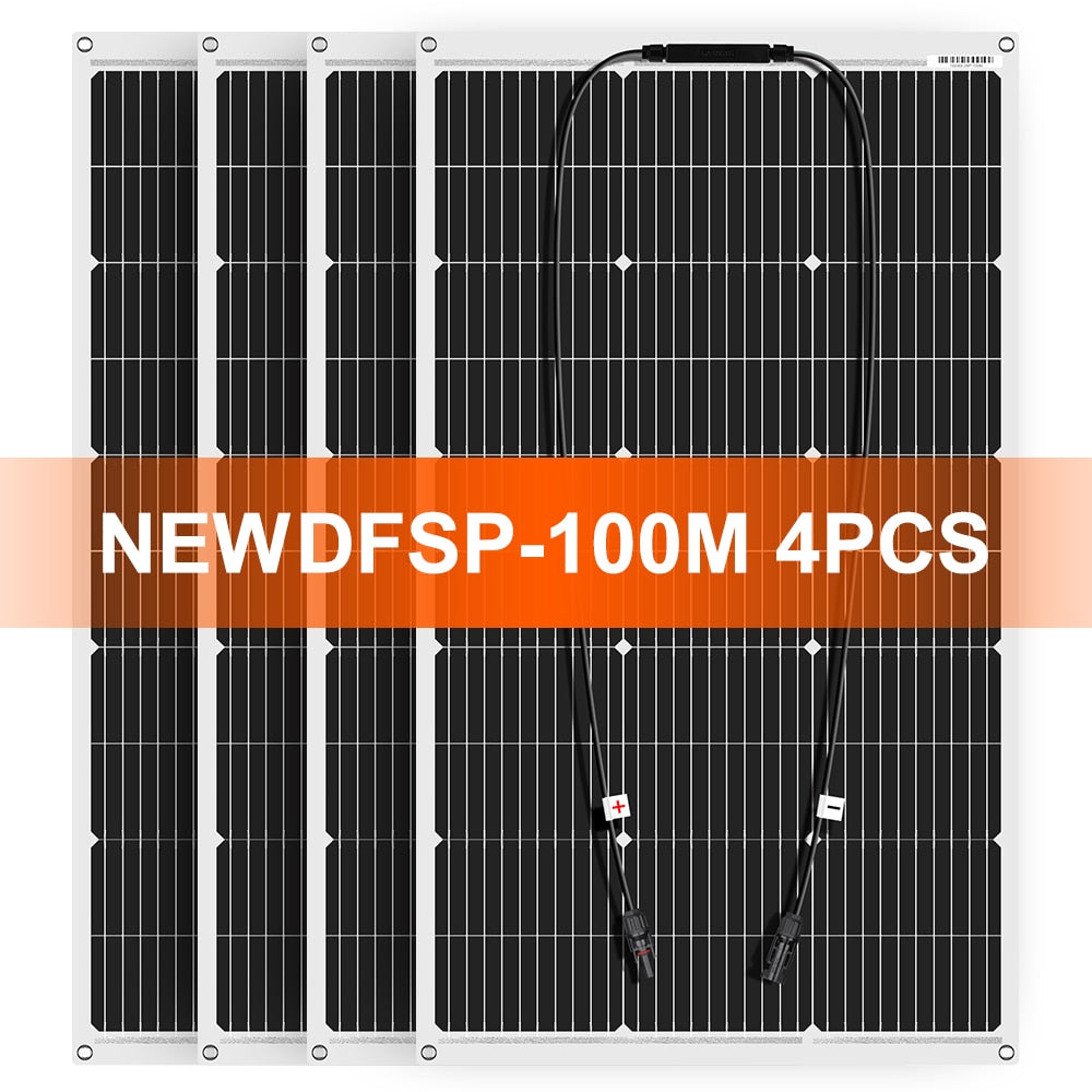DOKIO 18V 16V 100W Flexible Solar Panels 300W Waterproof Monocrystalline Solar Panel Camping RV Home Charge 12V DFSP-100M