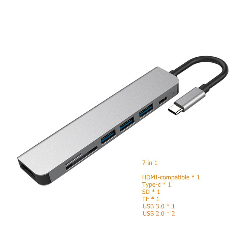Rankman Type C Hub to 4K HDTV USB-C 3.0 2.0 Charging Power