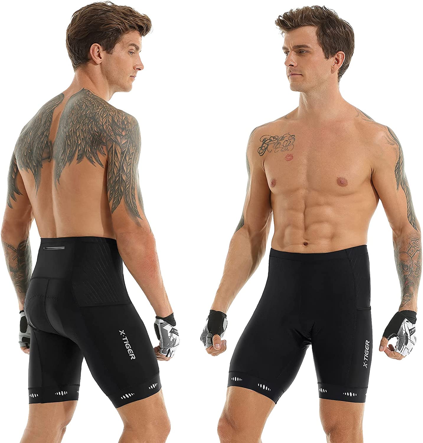 X-TIGER Cycling Shorts Anti-Slip Leg 5D Padded Bike Shorts with Pockets Breathable Biking Bicycle Motorcycle Half Pants Tights