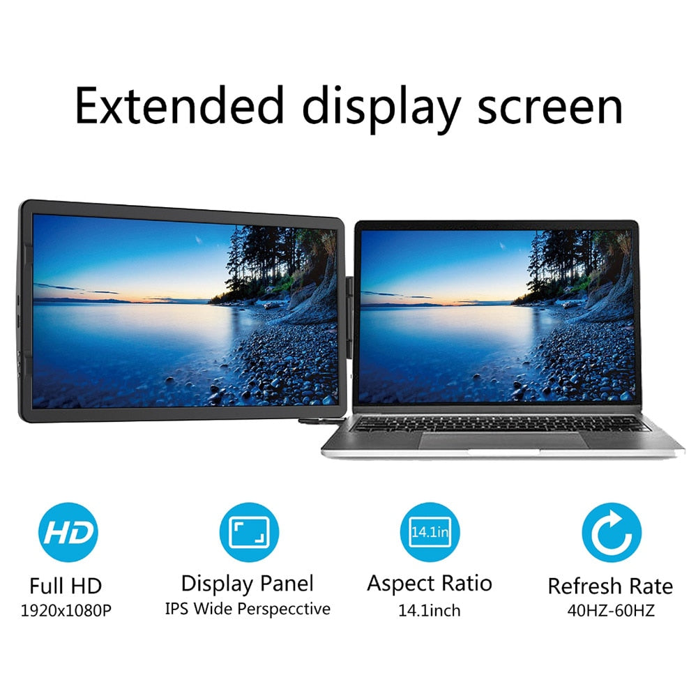 10.5 Inch Portable Monitor Extend Screen FHD 1920x1280 External Display 15:10 420Cd Easy To Use HDMI-Compatible for PS4 Laptop