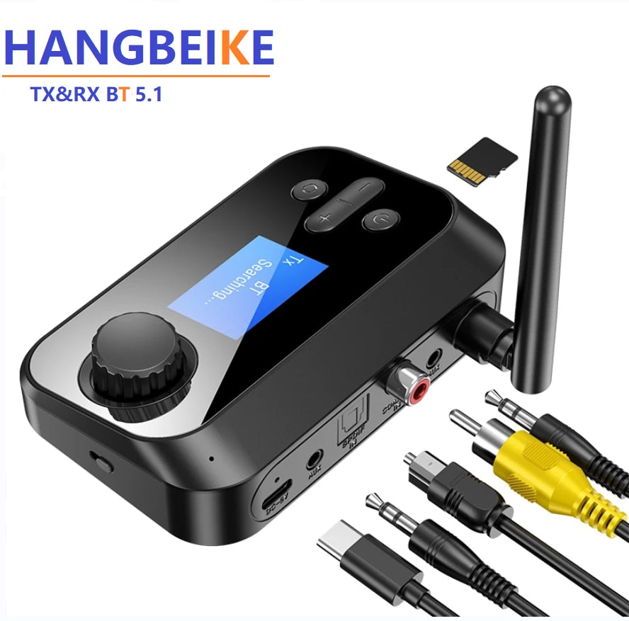 New 6 in 1 Long Range Bluetooth 5.1 Audio Transmitter Receiver RCA 3.5mm AUX Stereo Wireless Adapter For PC TV Headphones