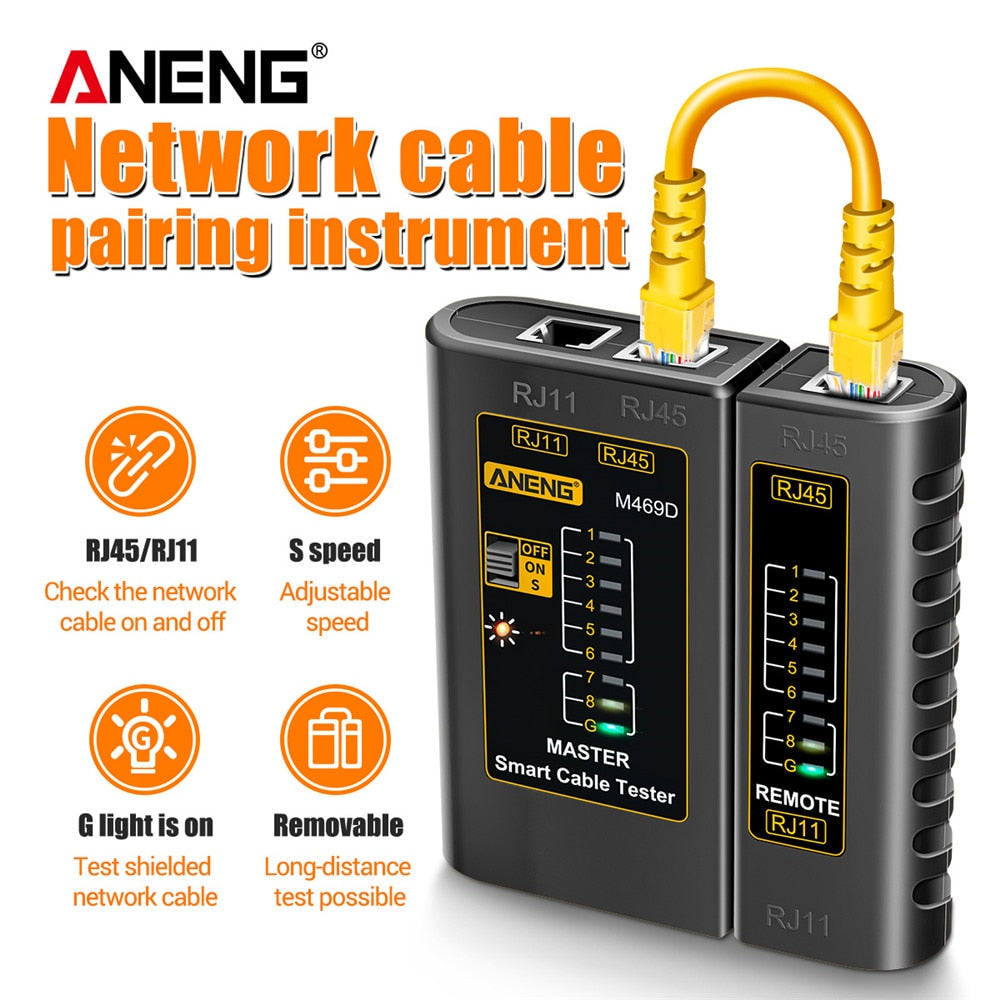 ANENG M469D Cable Lan Tester Network Cable Tester RJ45 RJ11 RJ12 CAT5 UTP LAN Cable Tester Networking Tool Network Repair