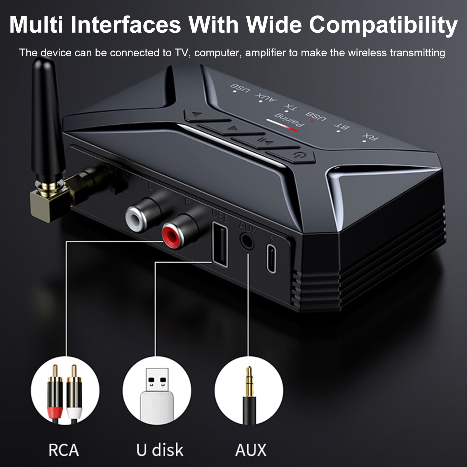 T-R22 BT5.0 استقبال الصوت الارسال 2 في 1 لاسلكي 3.5 مللي متر محول الصوت USB RCA AUX المدخلات للتلفزيون سيارة مكبر صوت ستيريو سماعة