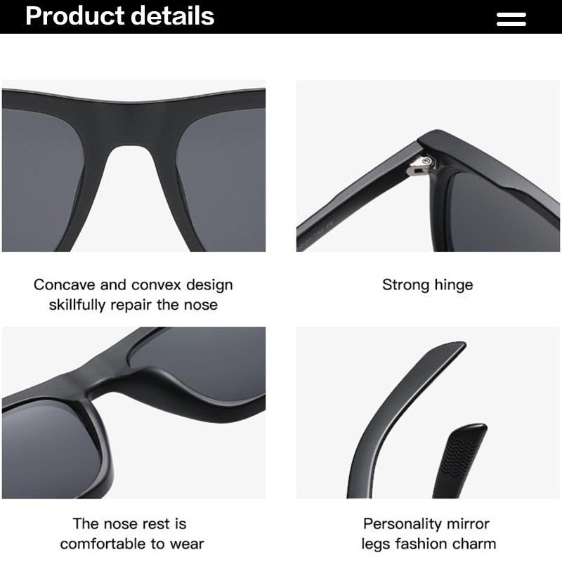 2022 النظارات الشمسية الرجالية الكلاسيكية المربعة موضة العلامة التجارية مصمم برشام ريترو النساء نظارات شمسية UV400 بيكهام نمط سائق نظارات