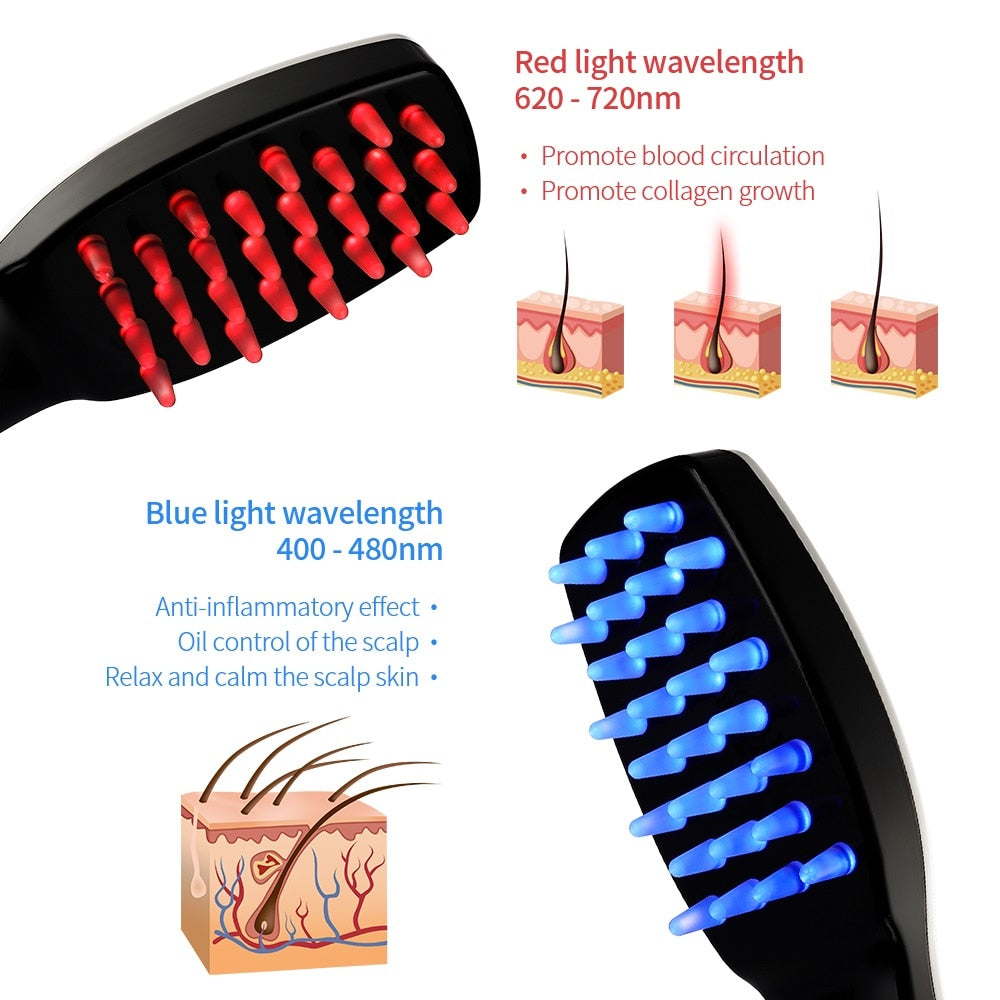 Wireless Laser Hair Growth Massager Comb Anti Hair Loss Care Vibration Laser Scalp Massager Hair Brush Headache Relieve Fatigue