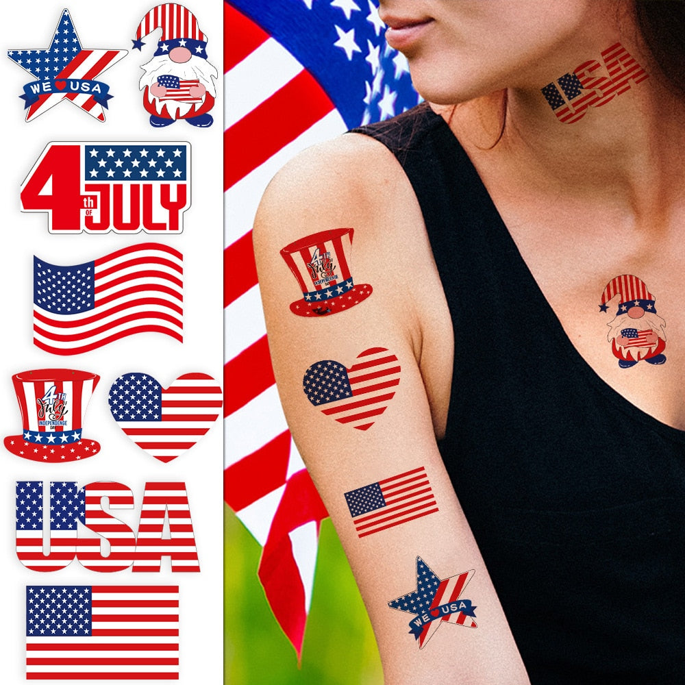 4th Of July American Independence Day Stickers USA Flag Patriotic Memorial Day Veterans Day Stickers Cloth Event Wristbands