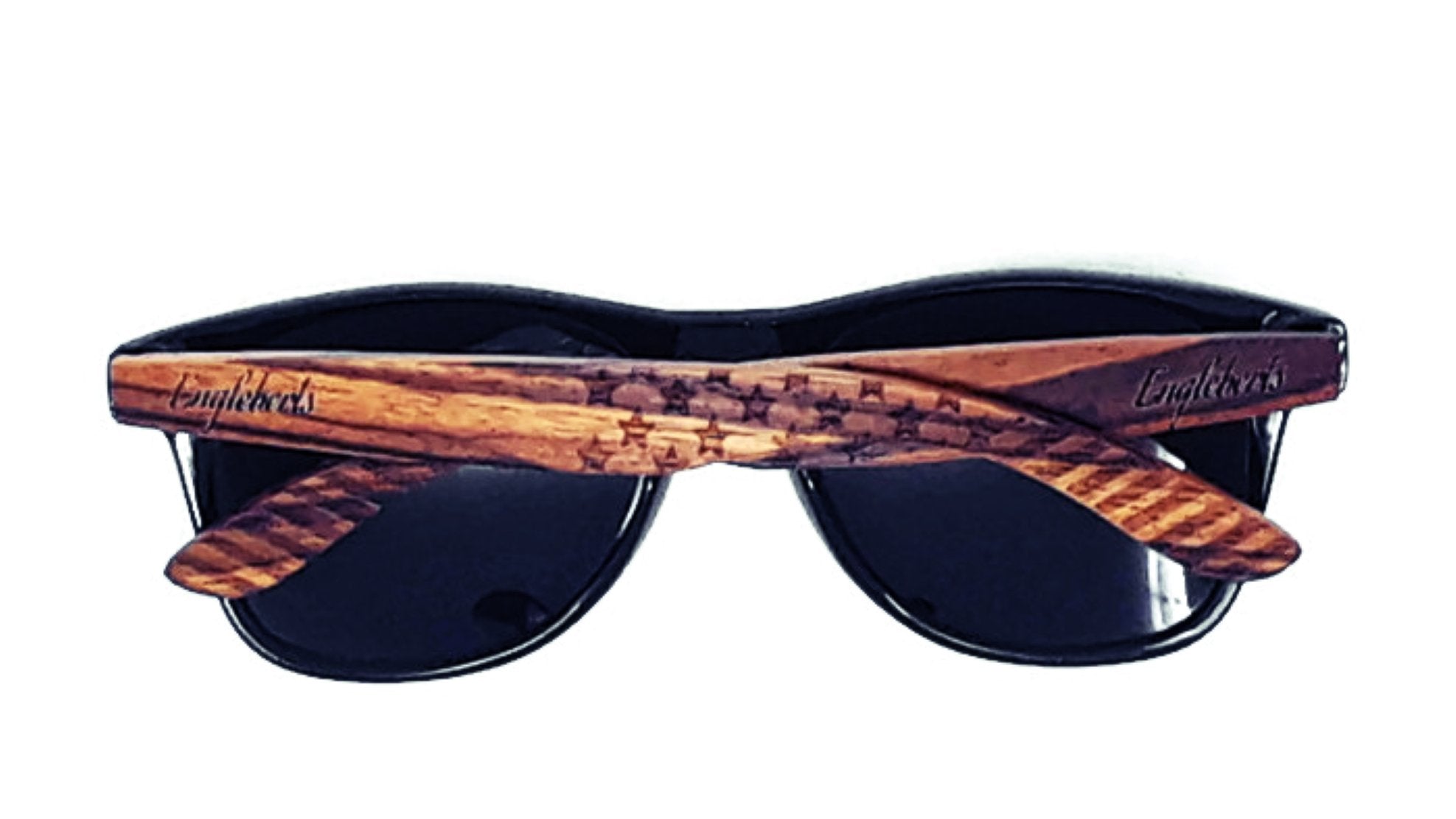 نظارة شمسية زيبراوود، نجوم وأشرطة مع علبة خشبية، مستقطبة،