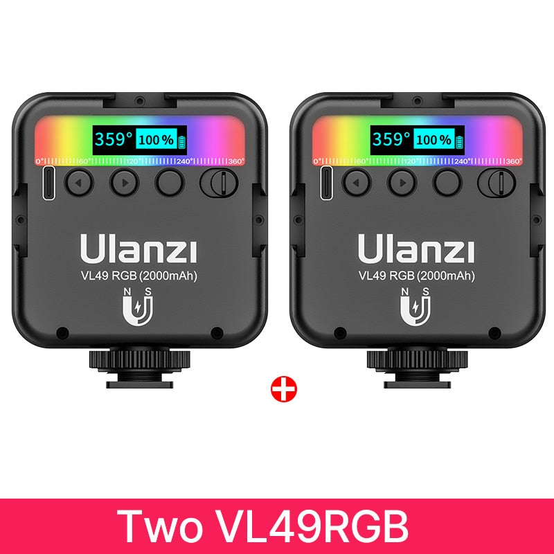 Ulanzi VL49 RGB Video Lights Mini LED Camera Light 2000mAh Rechargable LED Panel Lamp Photo Video Lighting  for Youtube Tik tok